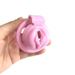 Pink Chastity Cage With 4 Rings Pussy Shaped